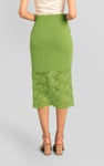 Lace Tiered Button Detail Midi Skirt