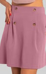 Button-Trimmed Pleated Mini Skirt