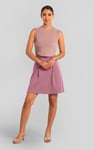 Button-Trimmed Pleated Mini Skirt