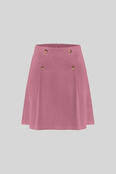 Button-Trimmed Pleated Mini Skirt