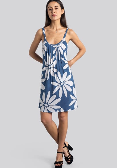 Pleated Details Double Strap Cami Dress