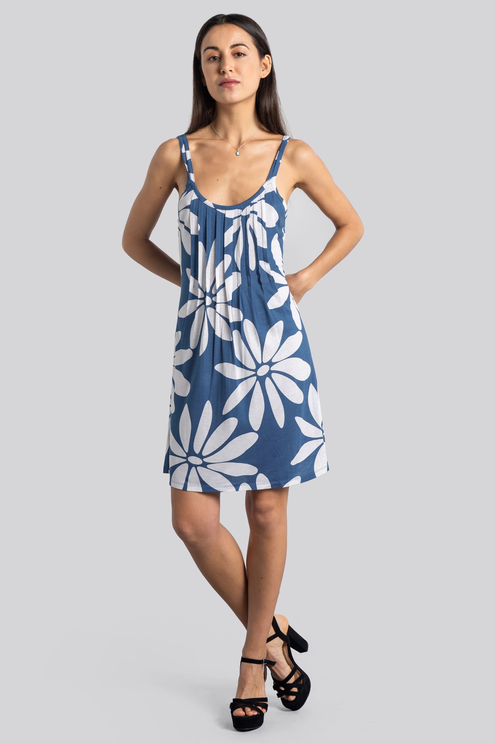 Enorsia Women's Blue Strappy Nightdress - Uk 14