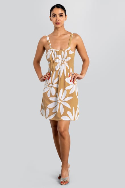 Pleated Details Double Strap Cami Dress