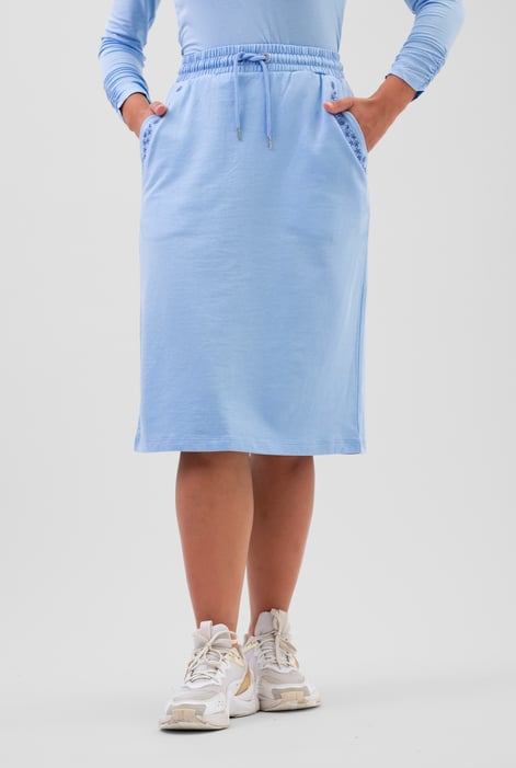 Cream Split Back Terry Midi Skirt