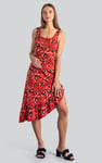 Square-Neck Ruffle Wrap Botanical Print Dress