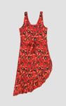 Square-Neck Ruffle Wrap Botanical Print Dress