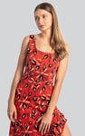 Square-Neck Ruffle Wrap Botanical Print Dress
