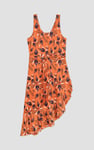 Square-Neck Ruffle Wrap Botanical Print Dress
