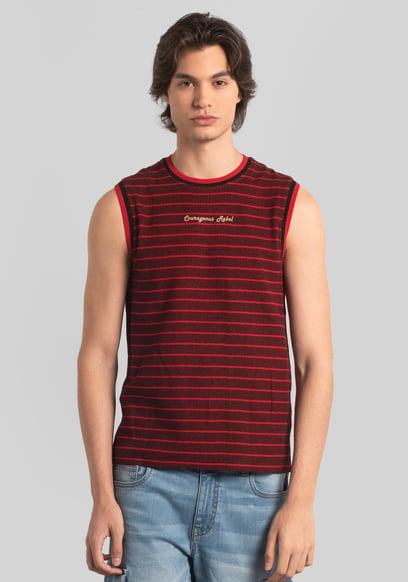 Stripe Design Rib Tank Top
