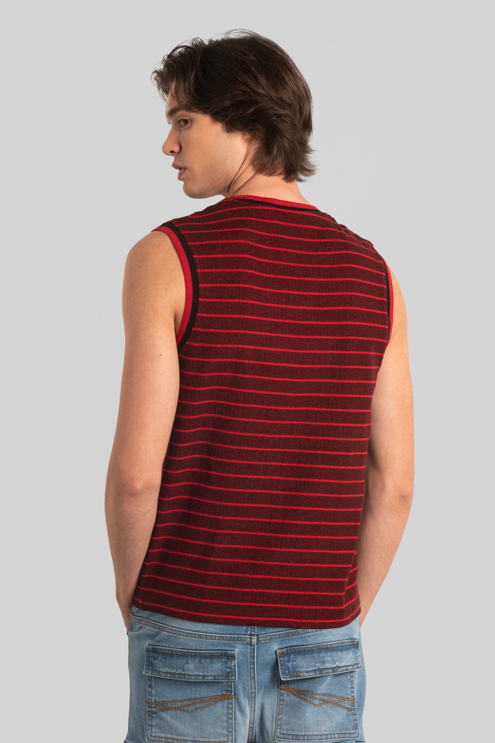 Stripe Design Rib Tank Top