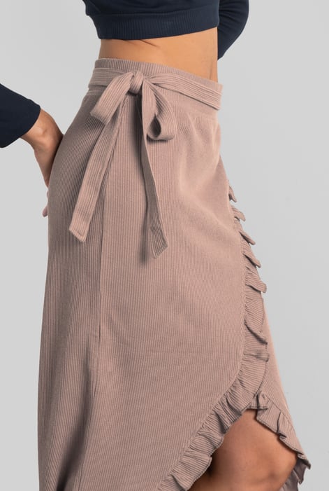 Brown Tie Waist Wrap Maxi Skirt