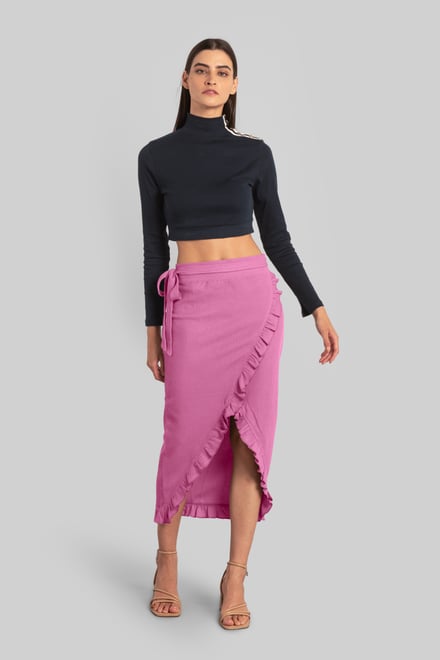 Tie Waist Wrap Maxi Skirt