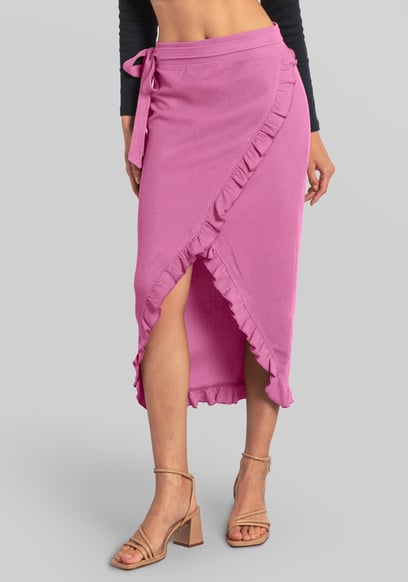 Tie Waist Wrap Maxi Skirt