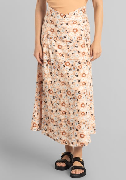 High Waist Viscose Midi Skirt