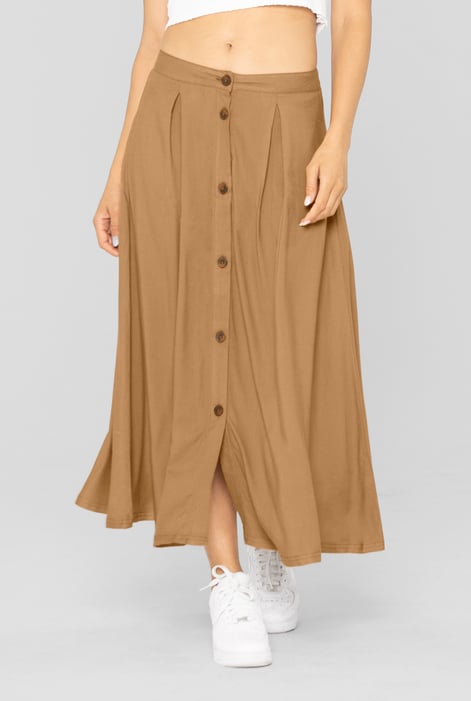 Brown A-Line Front Button Through Skirts