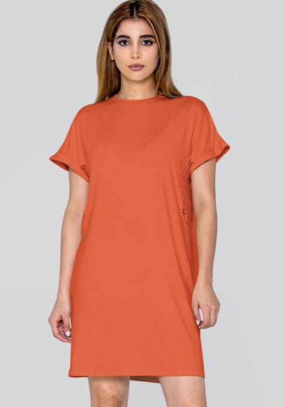 Patch Cut Lace Jersey Dress
