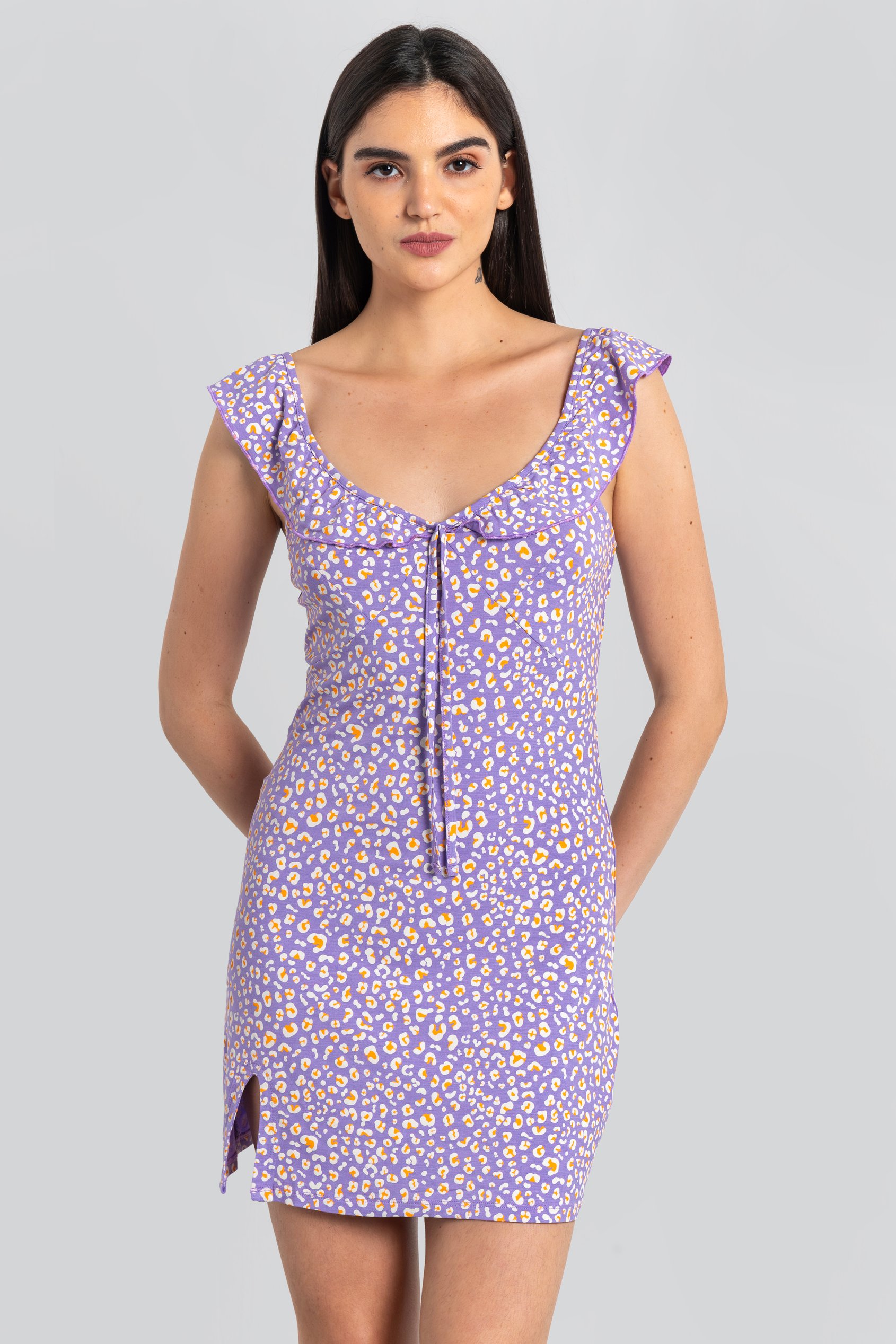 Ruffled Deep V-Neck Tie-Up Camisole