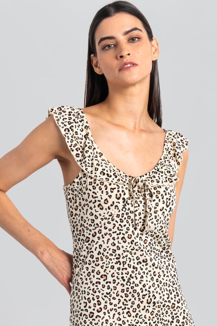 Ruffled Deep V-Neck Tie-Up Camisole