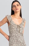 Ruffled Deep V-Neck Tie-Up Camisole