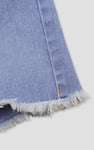 Straight Fit Button Up Raw Hem Shorts