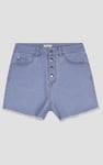 Straight Fit Button Up Raw Hem Shorts