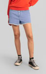 Straight Fit Button Up Raw Hem Shorts