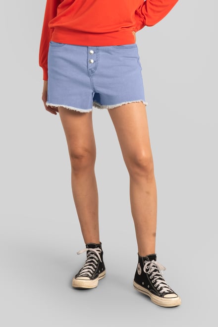 Denim Frayed Hem Shorts