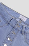 Straight Fit Button Up Raw Hem Shorts