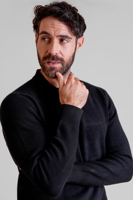 Mens Quarter Zip knitted Polo Jumper