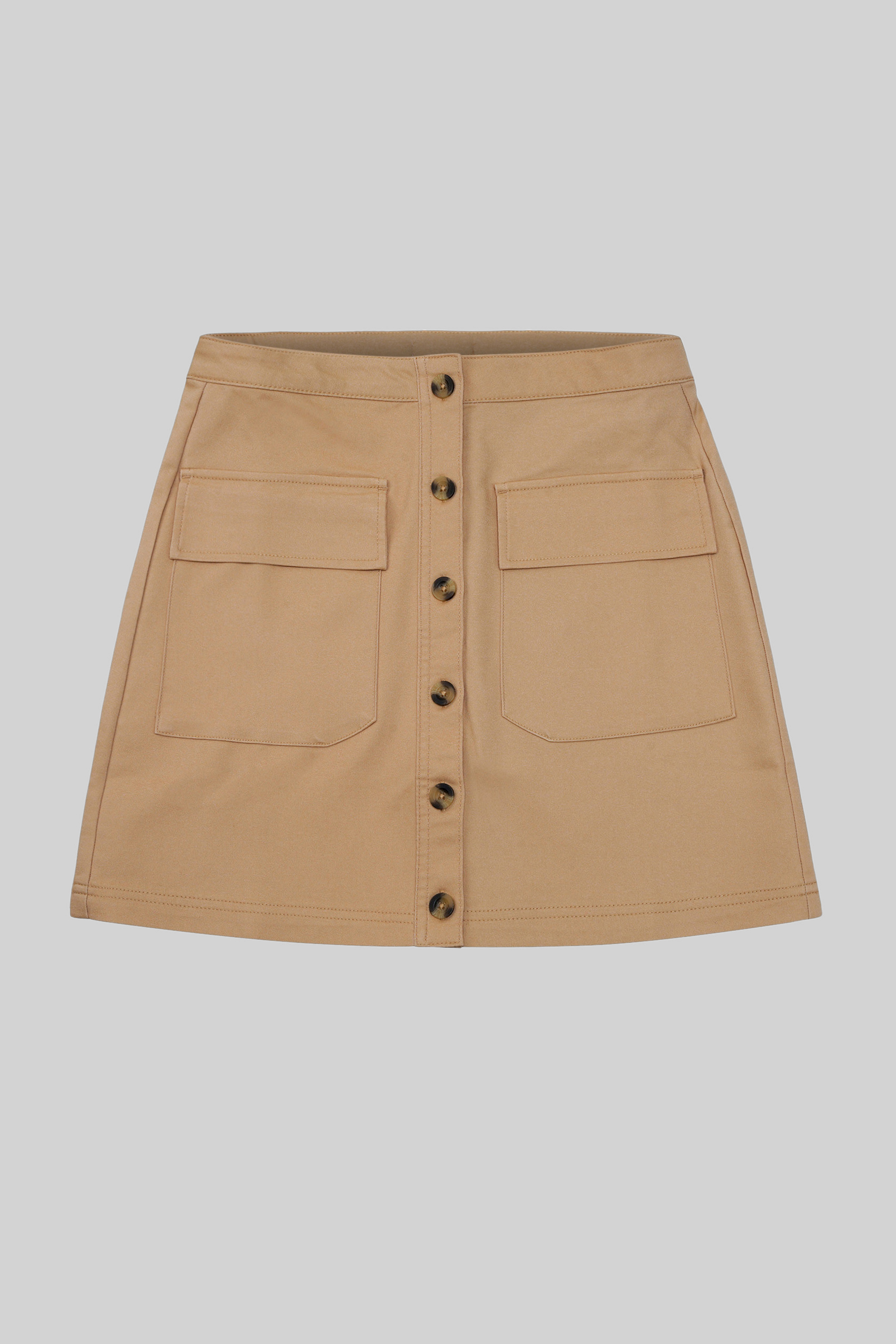 Stretch Cotton Blended Mini Skirt