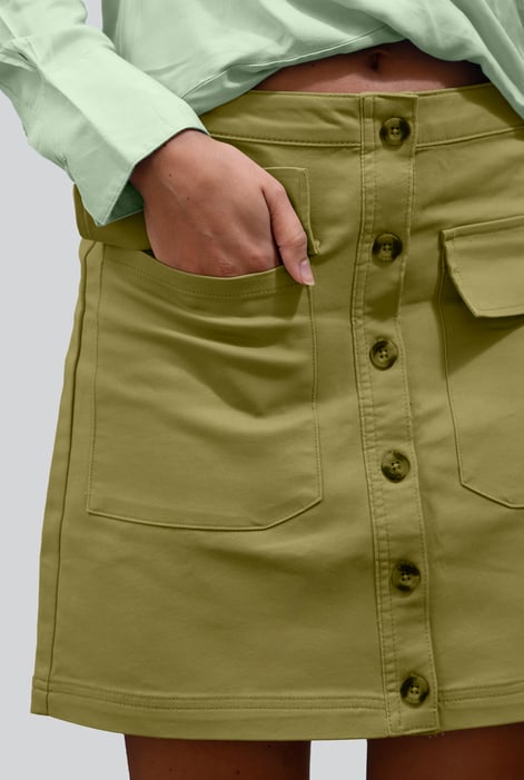 Olive Stretch Cotton Blended Mini Skirt