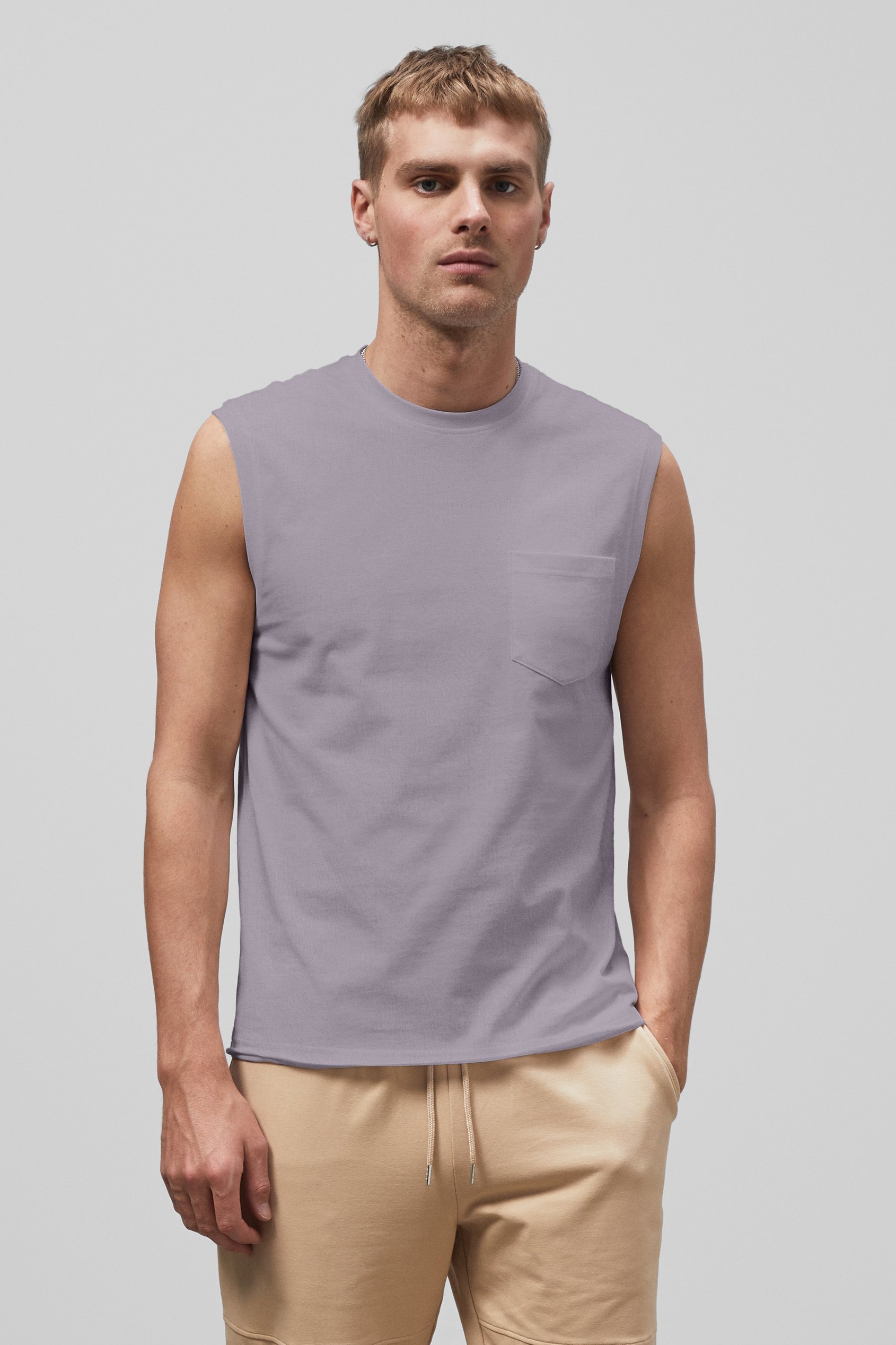 Enorsia Men's Grey Muscle Tank Top Vest - Uk M