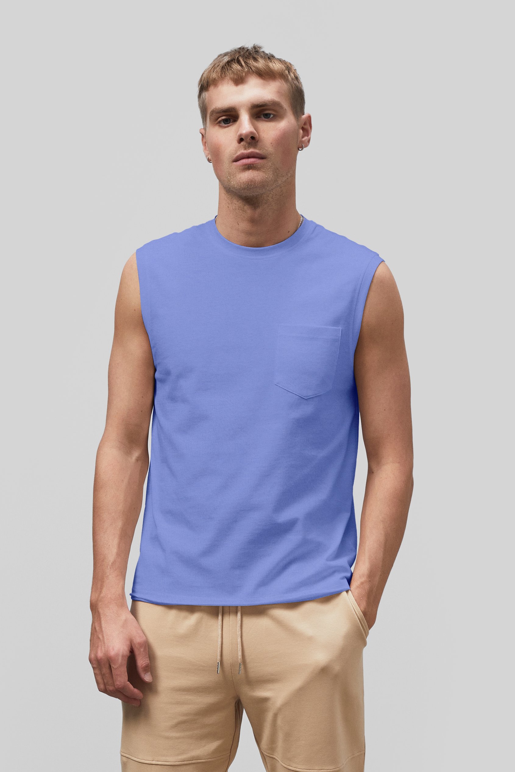 Enorsia Men's Blue Muscle Tank Top Vest - Uk M