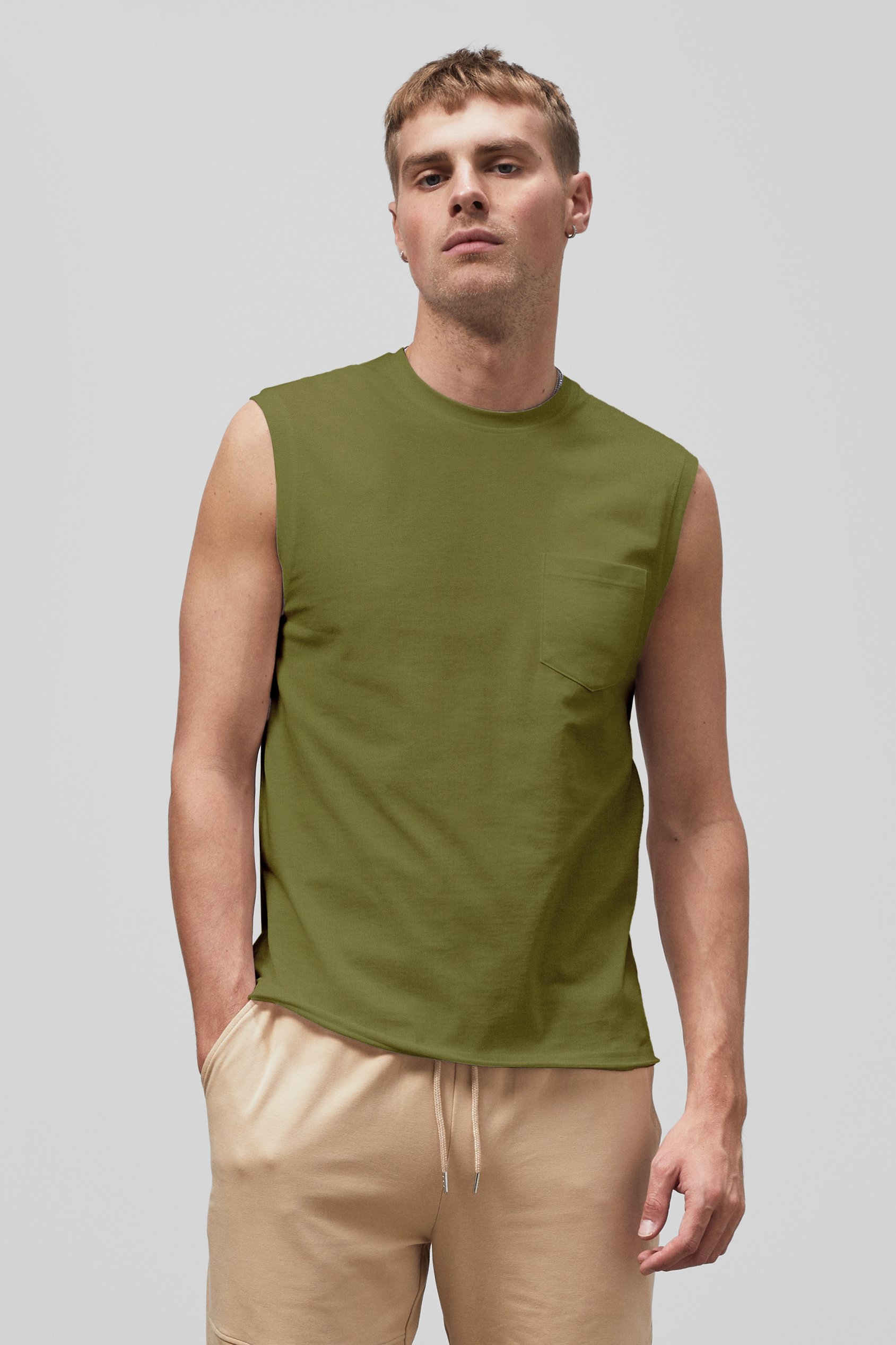 Enorsia Men's Green Muscle Tank Top Vest - Uk M