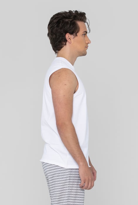 Mens White Muscle Tank Top Vest