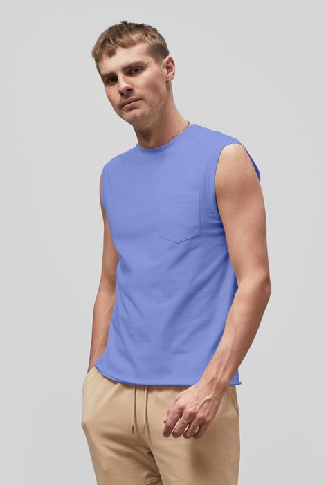 Mens Blue Muscle Tank Top Vest