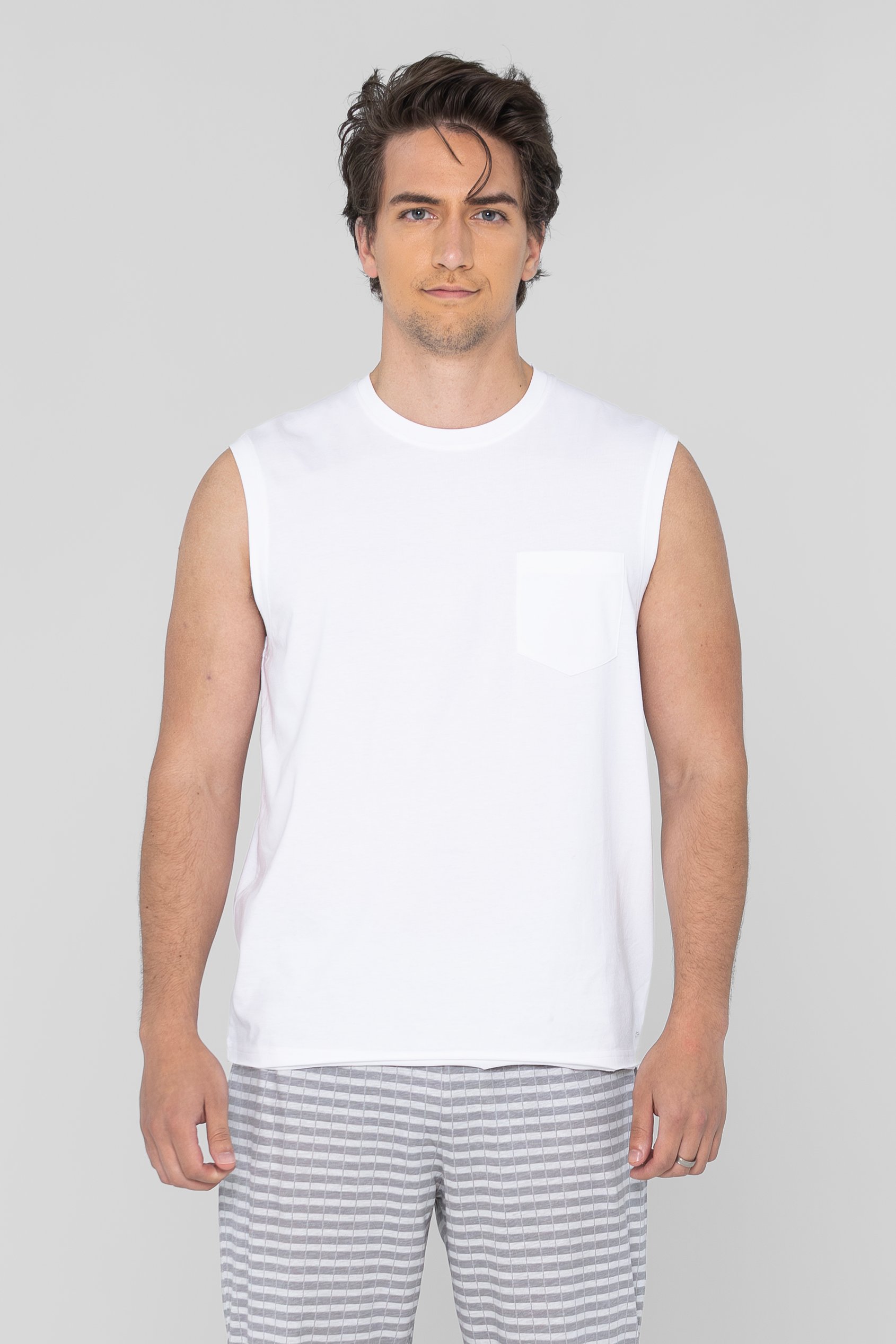 Enorsia Men's White Muscle Tank Top Vest - Uk M