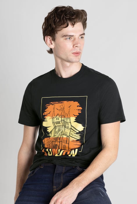 White/Blue/Black 100% Cotton Graphic T-Shirt 3 Pcs Pack