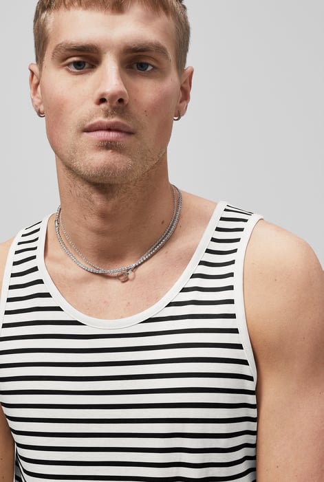 Mens White Striped Tank Top