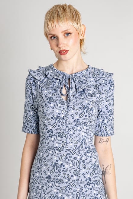 Double Layer Ruffles And Tie Fastening Midi Dress