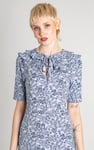 Double Layer Ruffles And Tie Fastening Midi Dress