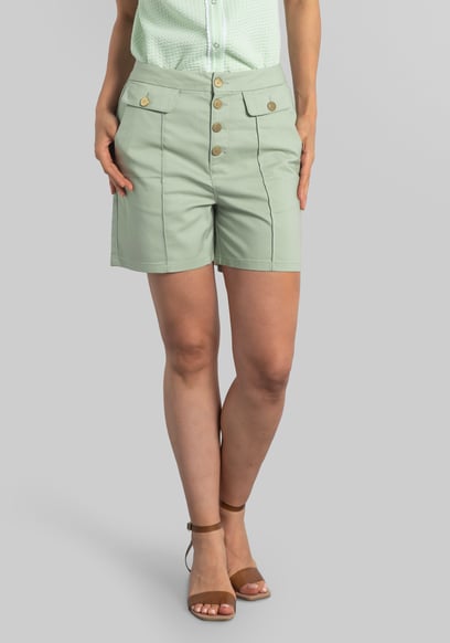 Golden Button Front High Waisted Short