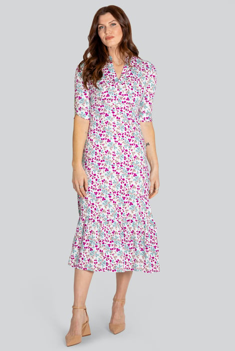 White Floral Printed A-Line Maxi Dress