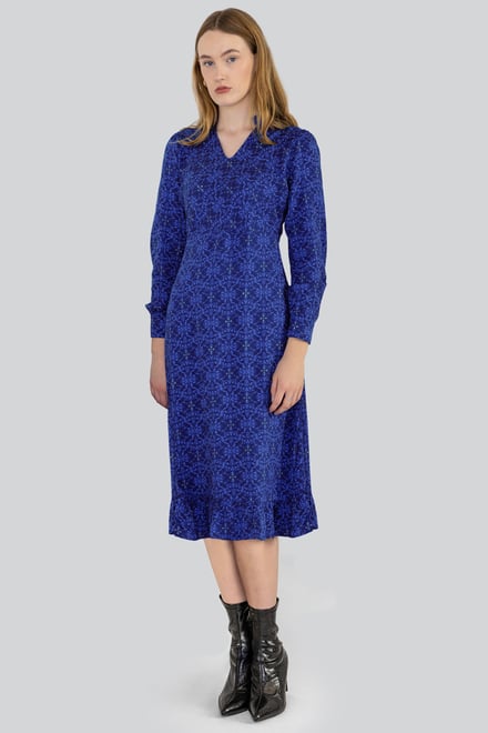 V-Neck Puff Sleeve Midi Dress