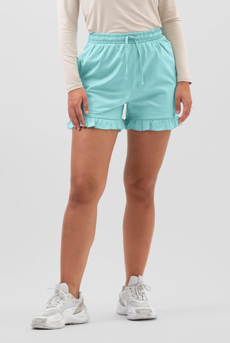Women's Purple Essential Shorts with Frill Hem
