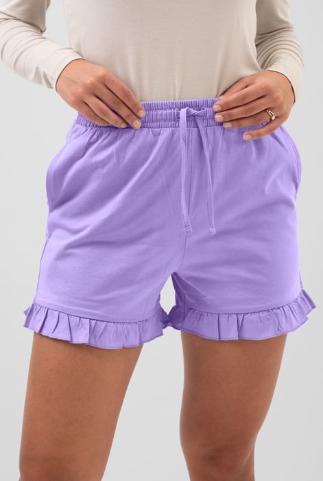 Women's Purple Essential Shorts with Frill Hem