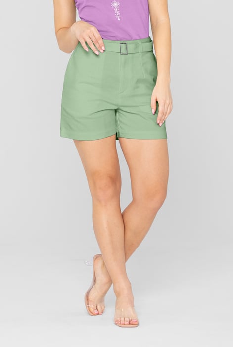 White Belted Tailored Shorts