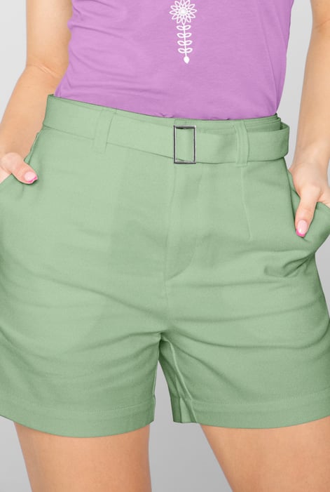 Green Belted Tailored Shorts
