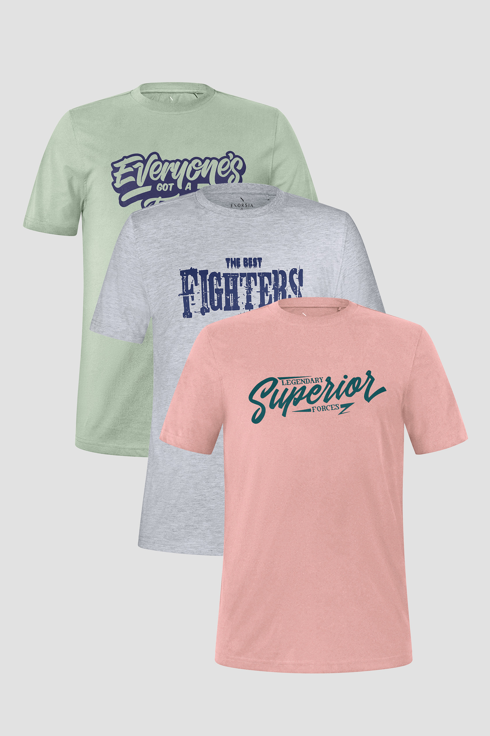 Printed T-Shirts 3 Pcs Pack Short Sleeves
