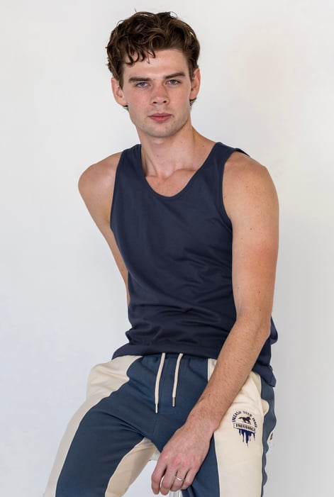 Men's Grey/Blue/Navy Cotton Jersey Vest 3 pcs PK
